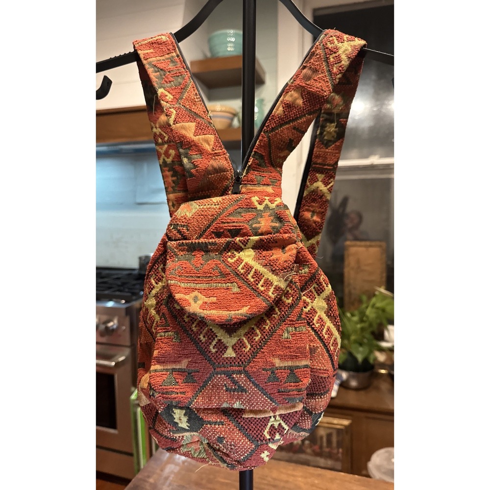 VTG Tapestry Backpack/Purse Aztec Tribal Convertible Bag Boho Hippie Slouchy